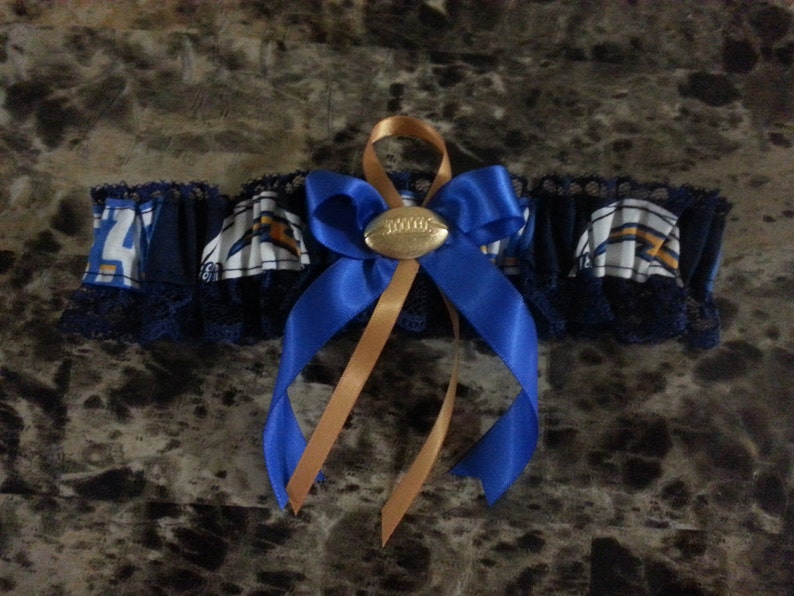 San Diego Chargers Navy lace Wedding Garter set any size color or style.
