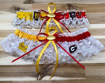 NFL Handmade Split Team Garter Set: Michigan Wolverines & Georgia Bulldogs