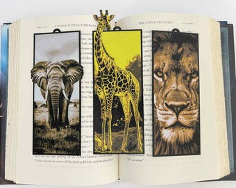 African Wildlife Bookmark Set – Elephant, Giraffe & Lion – 3D Printed Eco PLA