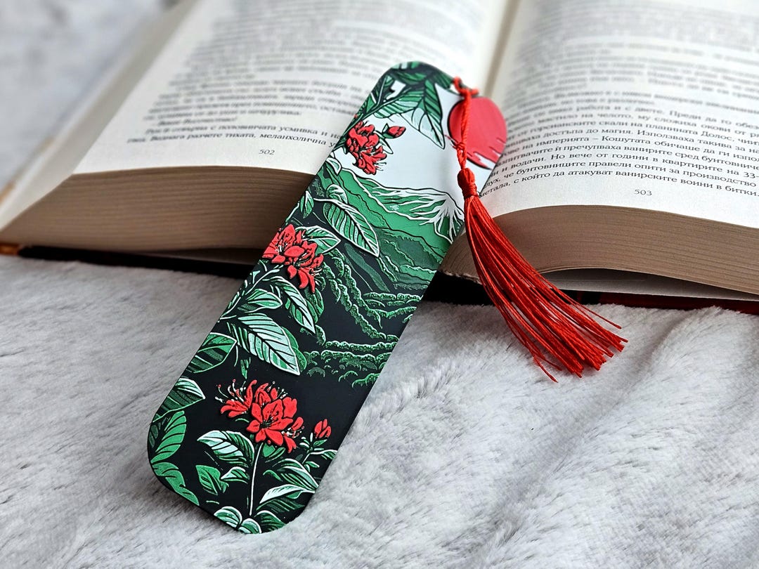 Mount Fuji Bookmark: Botanical Art With Red Tassel, Eco-friendly PLA - Etsy