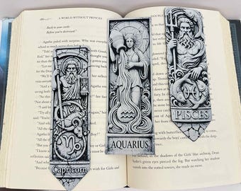Gothic Zodiac Bookmark: Astrology Gift for Book Lovers