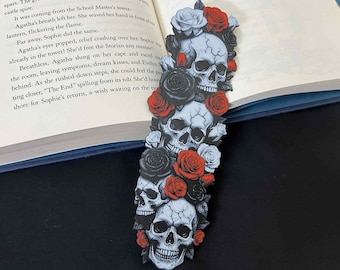 Gothic Floral Skull Bookmark:  Dark Academia Book Lovers & Halloween Stationery Stationery