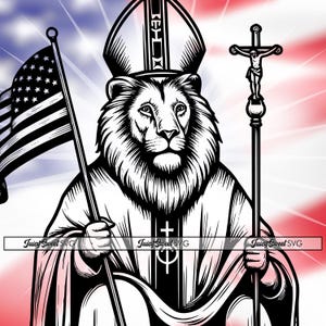 Nuovo design SVG del Papa americano Leone per Cricut o incisione laser - ClipArt grafica vettoriale - Chicago/US/Cattolico/Leone/Aslan/file PNG