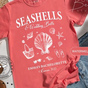 Seashells and Wedding Bells Shirt, Comfort Colors Shirt,  Bachelorette Shirt, Beach Bachelorette Shirt, Coastal Bachelorette Bach Club Tee