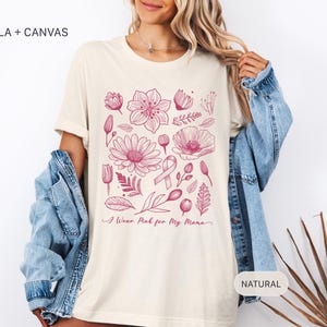 I Wear Pink for My Mama Shirt, Custom Breast Cancer awareness shirt, Personalized I wear pink for breast cancer shirt, Floral Pink Ribbon