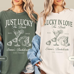 Lucky In Love Las Vegas Bachelorette Shirt, Custom Name Lucky In Love Shirt, Bridesmaid Girls Trip Gift, Retro Casino Las Vegas Party Shirt