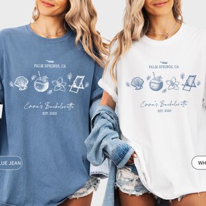 Custom Palm Springs Bachelorette Party Shirts: Tropical Bride Squad Tees