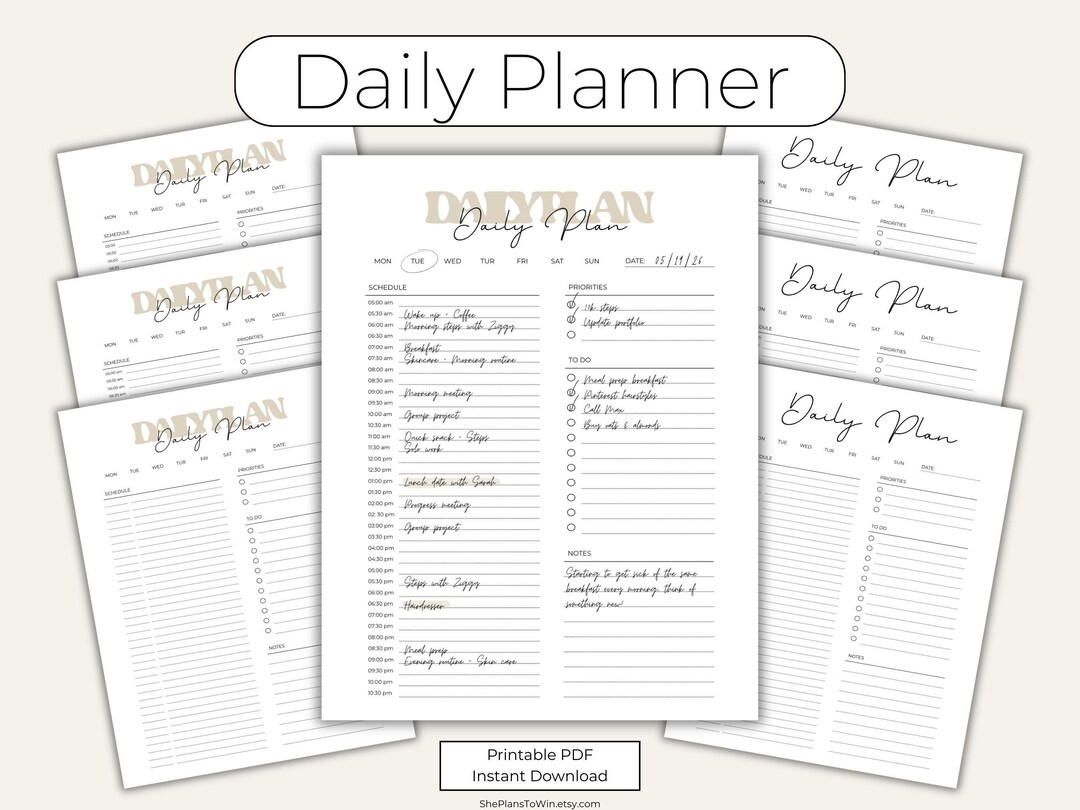 Printable Daily Planner PDF | Aesthetic Daily Planner | Minimalist ...