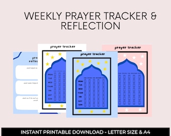 Printable Prayer Salah Tracker Islamic Namaz Tracker Muslim Prayer Planner Weekly Prayer Chart Ramadan Salah Tracker Daily Prayer Reflection
