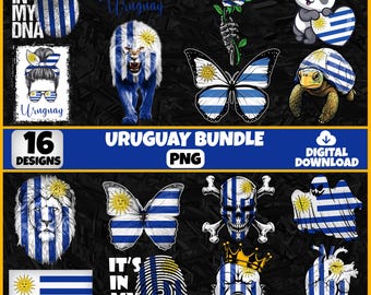 Pacchetto PNG Uruguay: 16 disegni patriottici per sublimazione (download digitale)