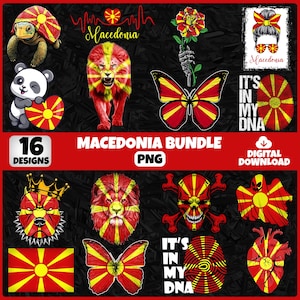 Macedonia PNG Bundle | 16 Designs Patriotic Macedonian | Sublimation Clipart | Macedonian PNG Designs For Shirts | Instant Download