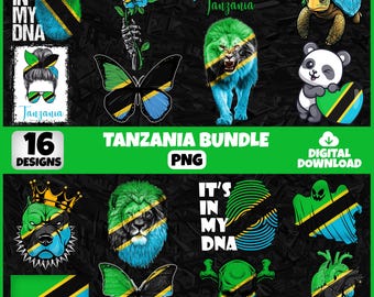 Tanzania PNG-bundel | 16 ontwerpen Patriottisch Tanzaniaans | Sublimatie clipart | Tanzaniaanse png-ontwerpen voor shirts | Commercieel gebruik