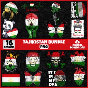 Tajikistan PNG Bundle | 16 Designs Patriotic Tajik | Sublimation Clipart | Tajikistan PNG Designs For Shirts | Instant Download