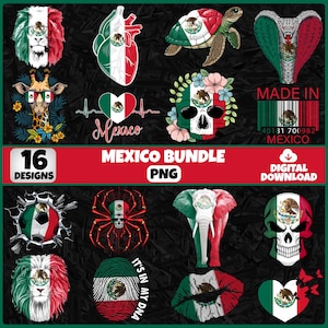 Mexico PNG Bundle | 16 Designs Patriotic Mexican | Sublimation Clipart | Mexican PNG Designs For Shirts | Instant Download | Commercial Use
