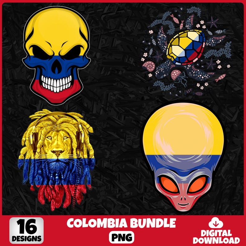 Colombia PNG Bundle, 16 Designs Patriotic Colombian, Sublimation ...