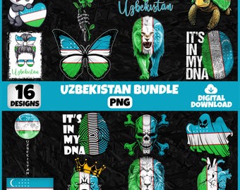 Uzbekistan PNG Bundle | 16 Designs Patriotic Uzbek | Sublimation Clipart | Uzbek PNG Designs For Shirts | Instant Download | Commercial Use