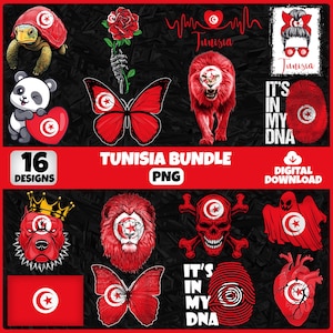 Tunisia PNG Bundle | 16 Designs Patriotic Tunisian | Sublimation Clipart | Tunisian PNG Designs For Shirts | Instant Download
