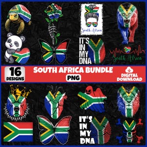 South Africa PNG Bundle | 16 Designs Patriotic South African | Sublimation Clipart | South African PNG Designs For Shirts | Instant Download