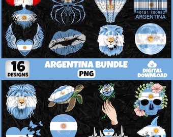 Argentina PNG Bundle | 16 Designs Patriotic Argentinian | Sublimation Clipart | Argentinian PNG Designs For Shirts | Commercial Use