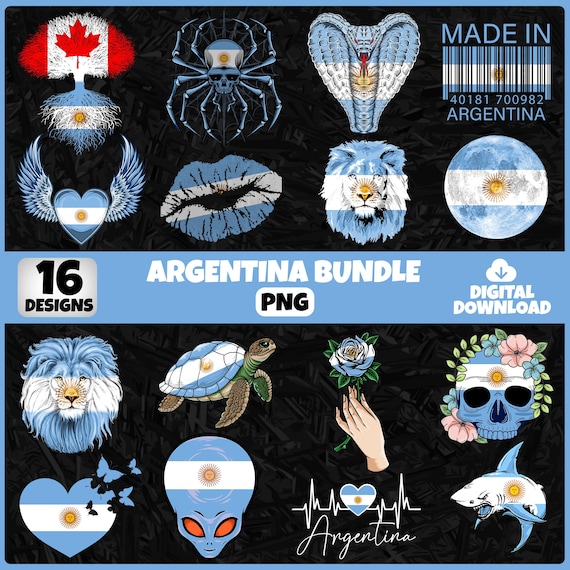 Argentina PNG Bundle | 16 Designs Patriotic Argentinian | Sublimation Clipart | Argentinian PNG Designs For Shirts | Commercial Use