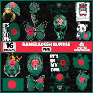 Bangladesh PNG Bundle | 16 Designs Patriotic Bangladeshi | Sublimation Clipart | Bangladeshi PNG Designs For Shirts | Instant Download