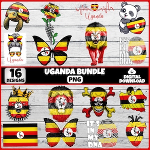 Uganda PNG Bundle | 16 Designs Patriotic Ugandan | Sublimation Clipart | Ugandan PNG Designs For Shirts | Instant Download | Commercial Use
