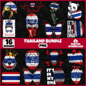 Thailand PNG Bundle | 16 Designs Patriotic Thai | Sublimation Clipart | Thai PNG Designs For Shirts | Instant Download | Commercial Use