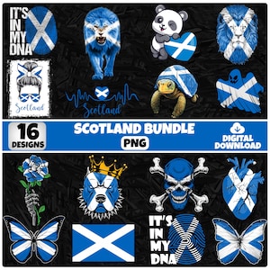 Ecosse PNG Bundle | 16 modèles patriotiques écossais | Clipart sublimation | PNG écossais pour les chemises | Téléchargement instantané | Utilisation commerciale