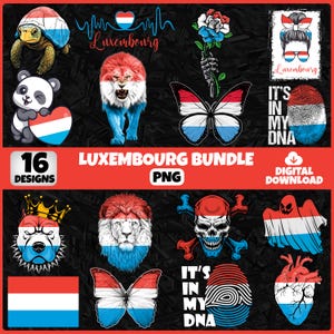 Luxembourg PNG Bundle | 16 Designs Patriotic Luxembourgish | Sublimation Clipart | Luxembourg PNG Designs For Shirts | Instant Download