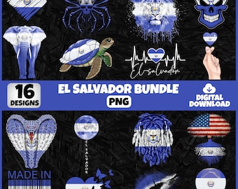 El Salvador PNG Bundle | 16 Designs Patriotic Salvadoran | Sublimation Clipart | Salvadoran PNG Designs For Shirts | Instant Download