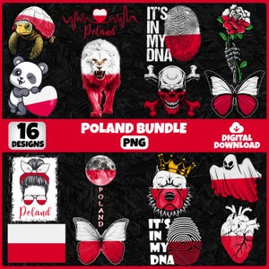 Poland PNG Bundle | 16 Designs Patriotic Polish | Sublimation Clipart | Polish PNG Designs For Shirts | Instant Download | Commercial Use