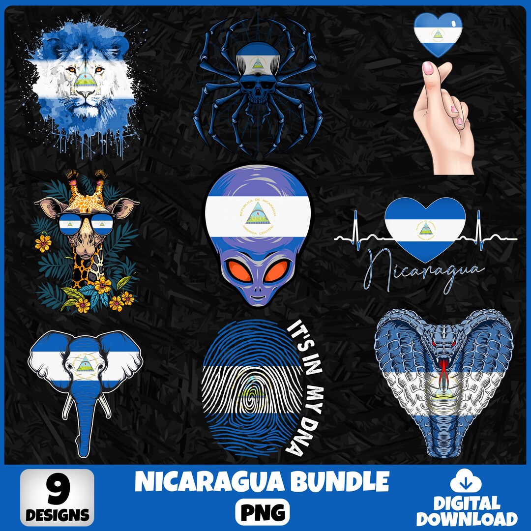 Nicaragua PNG Bundle | 9 Designs Patriotic Nicaraguan | Sublimation ...