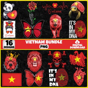 Vietnam PNG Bundle | 16 Designs Patriotic Vietnamese | Sublimation Clipart | Vietnamese PNG Designs For Shirts | Instant Download