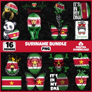 Suriname PNG Bundle | 16 Designs Patriotic Surinamese | Sublimation Clipart | Suriname PNG Designs For Shirts | Instant Download