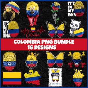 Colombia PNG Bundle | 16 Designs Patriotic Colombian | Sublimation Clipart | Colombian PNG Designs For Shirts | Instant Download