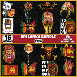 Sri Lanka PNG Bundle | 16 Designs Patriotic Sri Lankan | Sublimation Clipart | Sri Lankan PNG Designs For Shirts | Instant Download