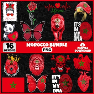 Morocco PNG Bundle | 16 Designs Patriotic Moroccan | Sublimation Clipart | Moroccan PNG Designs For Shirts | Instant Download