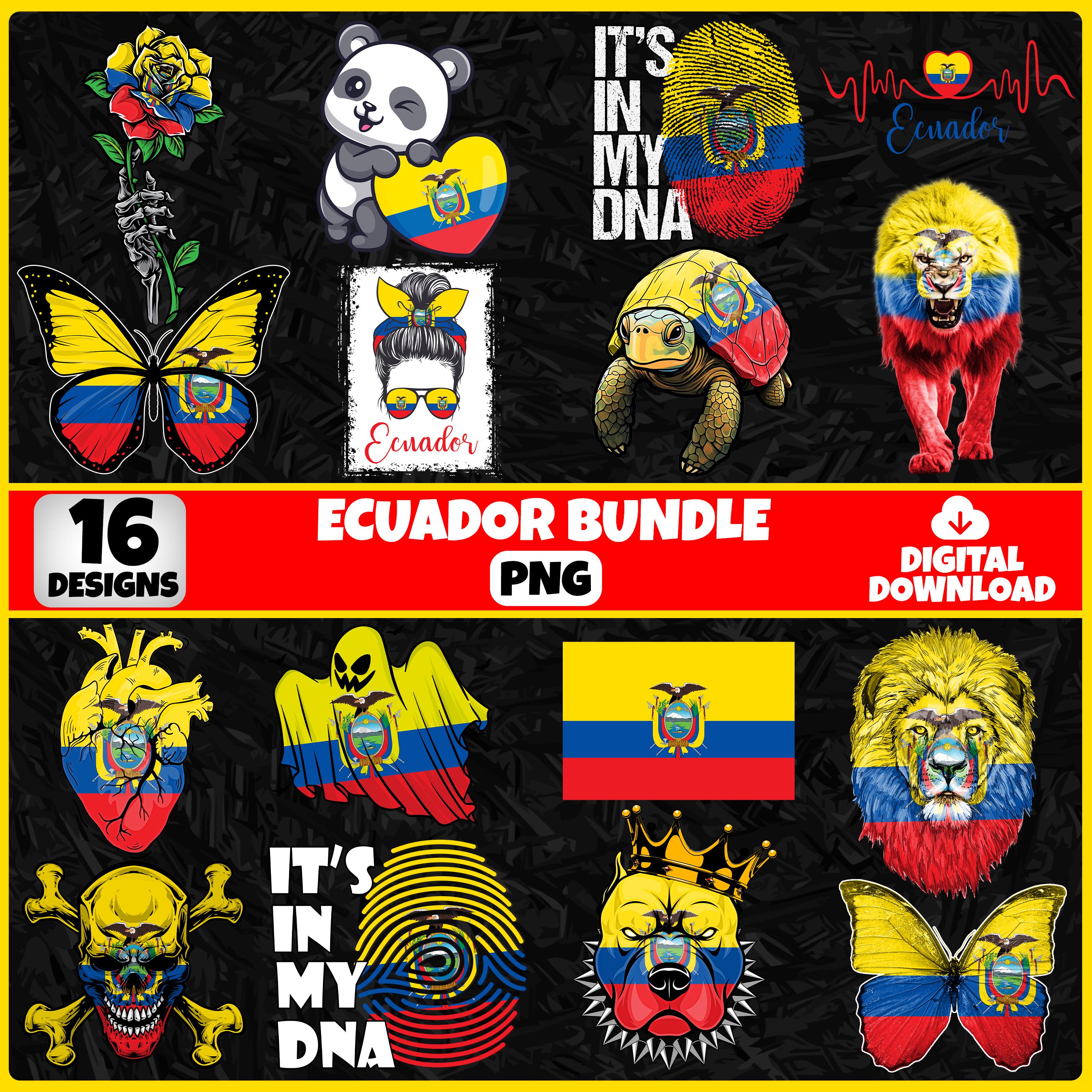 Ecuador PNG Bundle | 16 Designs Patriotic Ecuadorian | Sublimation Clipart | Ecuador PNG Designs For Shirts | Instant Download