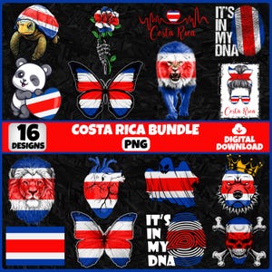 Costa Rica PNG Bundle | 16 Designs Patriotic Costa Rican | Sublimation Clipart | Costa Rica PNG Designs For Shirts | Instant Download