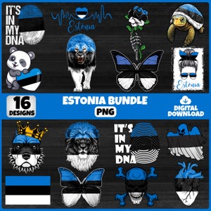 Estonia PNG Bundle | 16 Designs Patriotic Estonian | Sublimation Clipart | Estonian PNG Designs For Shirts | Instant Download