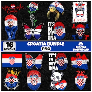 Croatia PNG Bundle | 16 Designs Patriotic Croatian | Sublimation Clipart | Croatian PNG Designs For Shirts | Instant Download