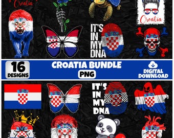 Croatia PNG Bundle | 16 Designs Patriotic Croatian | Sublimation Clipart | Croatian PNG Designs For Shirts | Instant Download