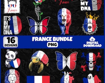 France PNG Bundle | 16 Designs Patriotic French | Sublimation Clipart | French PNG Designs For Shirts | Instant Download | Commercial Use