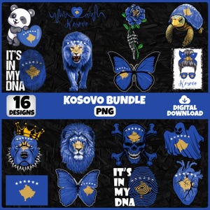 Kosovo PNG Bundle | 16 Designs Patriotic Kosovar | Sublimation Clipart | Kosovar PNG Designs For Shirts | Instant Download | Commercial Use