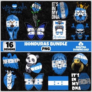 Honduras PNG Bundle | 16 Designs Patriotic Honduran | Sublimation Clipart | Honduran PNG Designs For Shirts | Instant Download
