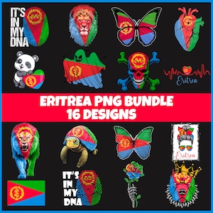 Ensemble PNG pour l'Érythrée | 16 modèles patriotiques érythréens | Clipart sublimation | Designs érythréens PNG pour chemises | Téléchargement instantané