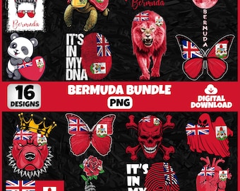 Bermuda PNG-paket: 16 patriotiska mönster för sublimering (digital nedladdning)