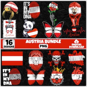 Austria PNG Bundle | 16 Designs Patriotic Austrian | Sublimation Clipart | Austrian PNG Designs For Shirts | Instant Download