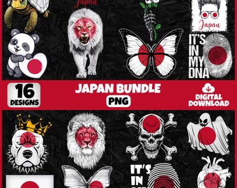 Japan PNG Bundle | 16 Designs Patriotic Japanese | Sublimation Clipart | Japanese PNG Designs For Shirts | Instant Download | Commercial Use