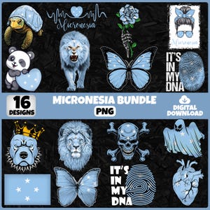Micronesia PNG Bundle | 16 Designs Patriotic Micronesian | Sublimation Clipart | Micronesia PNG Designs For Shirts | Instant Download
